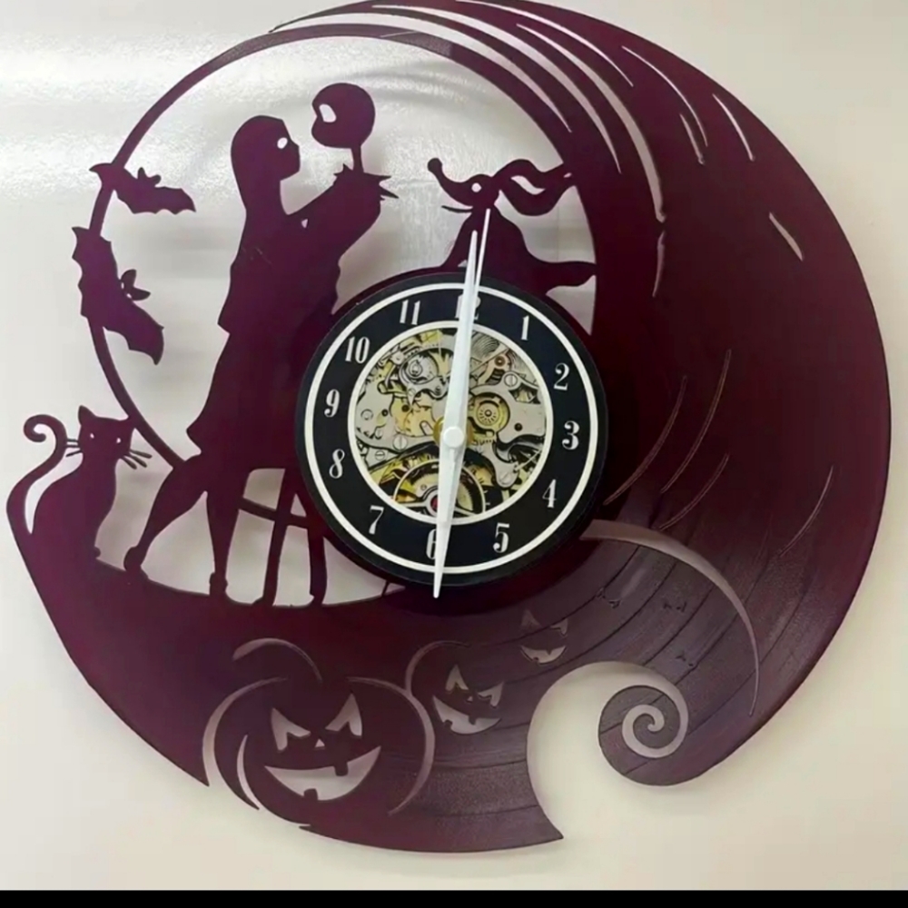Jack Sally Skellington Nightmare before Christmas vinyl record wall clock